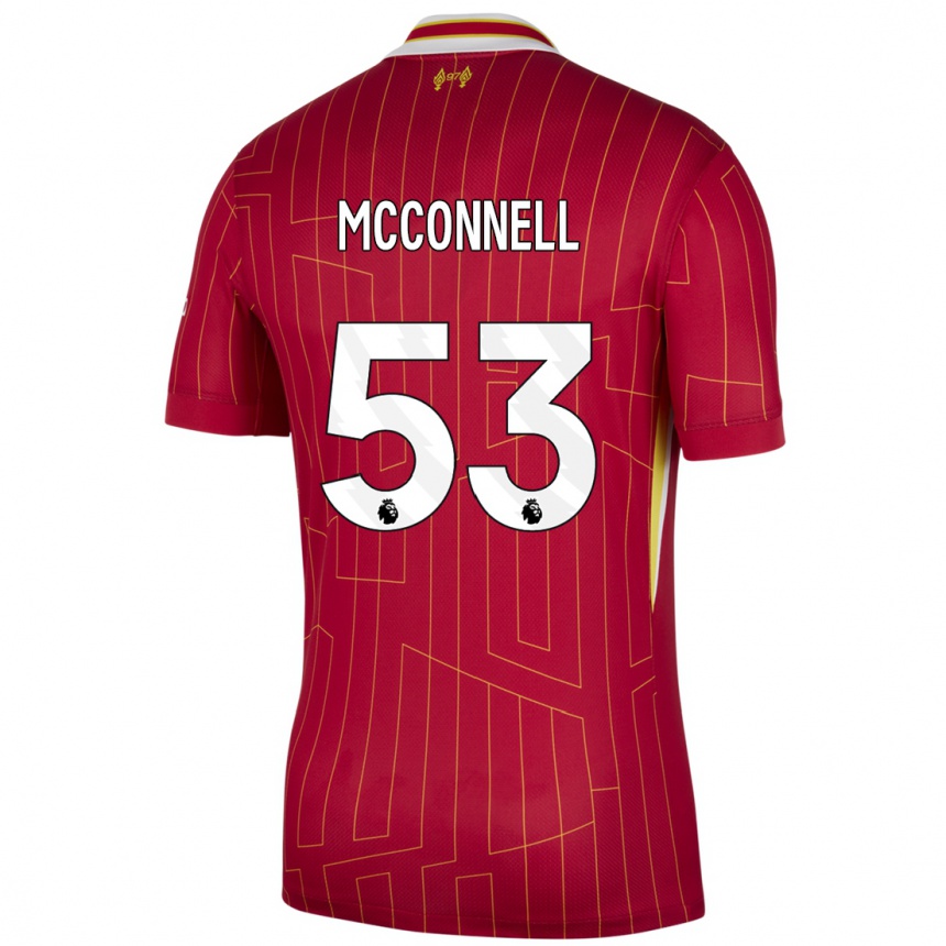 Niño Fútbol Camiseta James Mcconnell #53 Rojo Amarillo Blanco 1ª Equipación 2024/25 México