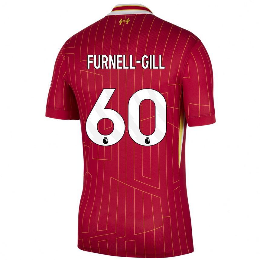 Niño Fútbol Camiseta Luca Furnell-Gill #60 Rojo Amarillo Blanco 1ª Equipación 2024/25 México