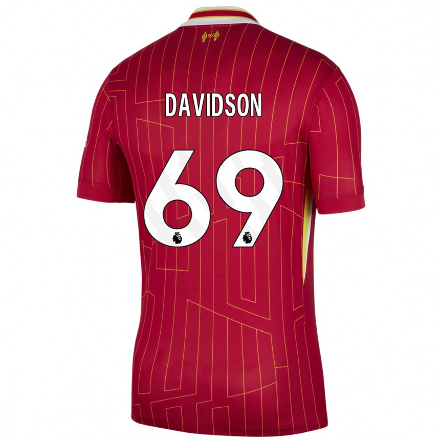 Niño Fútbol Camiseta Josh Davidson #69 Rojo Amarillo Blanco 1ª Equipación 2024/25 México