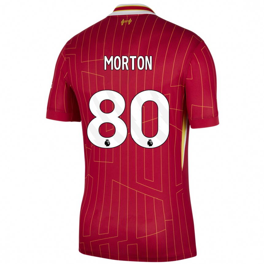 Niño Fútbol Camiseta Tyler Morton #80 Rojo Amarillo Blanco 1ª Equipación 2024/25 México