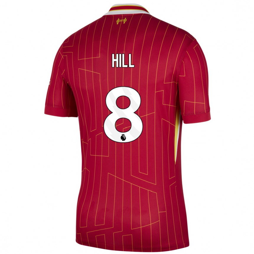 Niño Fútbol Camiseta Tom Hill #8 Rojo Amarillo Blanco 1ª Equipación 2024/25 México