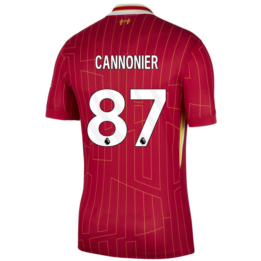 Niño Fútbol Camiseta Oakley Cannonier #87 Rojo Amarillo Blanco 1ª Equipación 2024/25 México