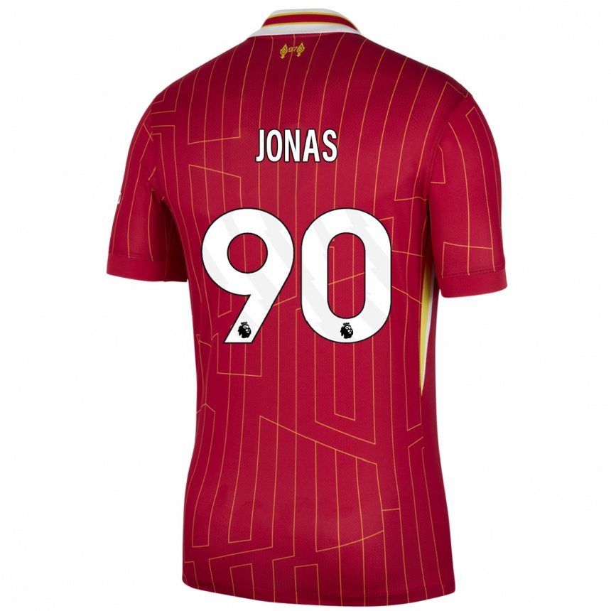 Niño Fútbol Camiseta Lee Jonas #90 Rojo Amarillo Blanco 1ª Equipación 2024/25 México