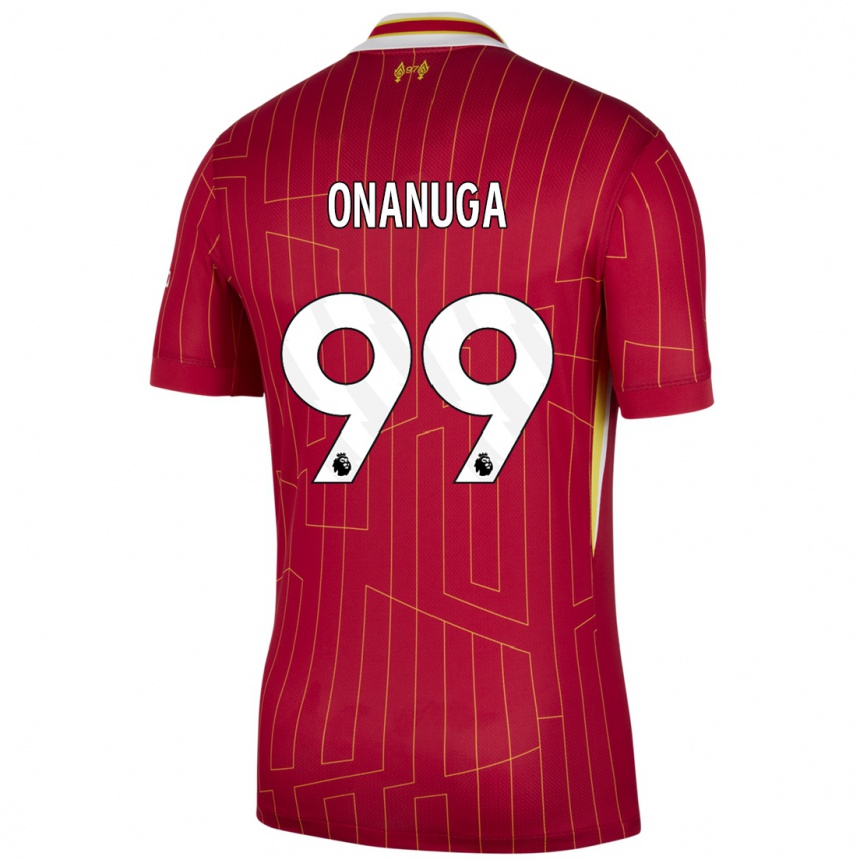 Niño Fútbol Camiseta Fola Onanuga #99 Rojo Amarillo Blanco 1ª Equipación 2024/25 México