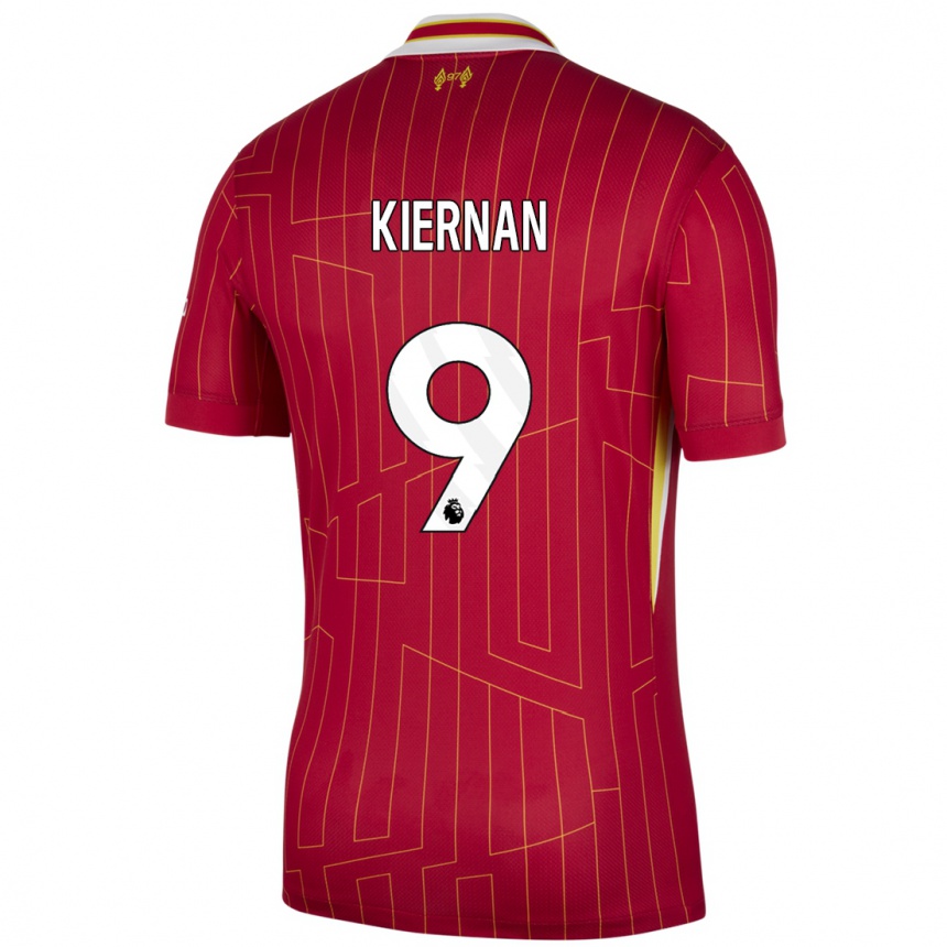 Niño Fútbol Camiseta Leanne Kiernan #9 Rojo Amarillo Blanco 1ª Equipación 2024/25 México