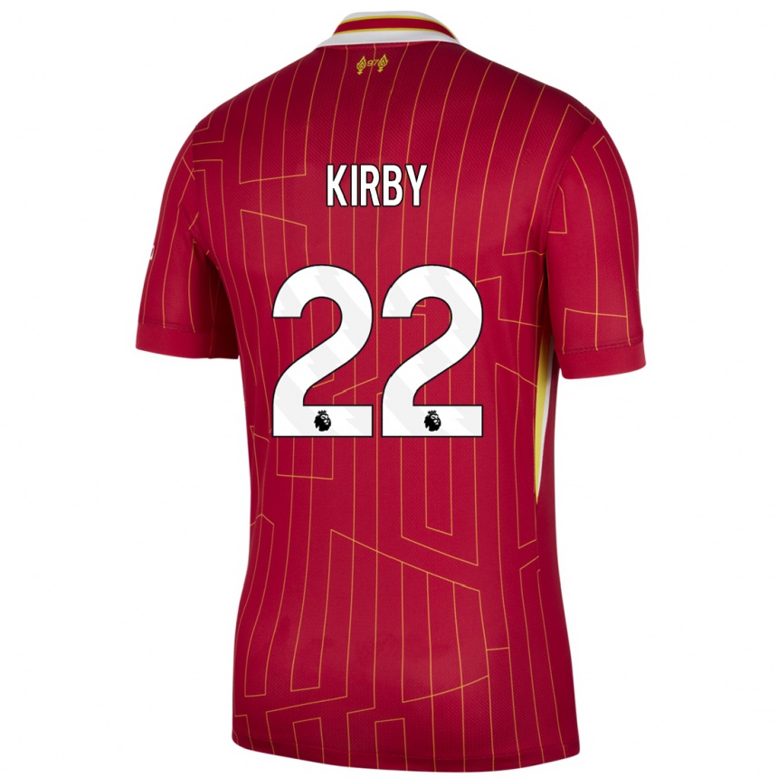 Niño Fútbol Camiseta Faye Kirby #22 Rojo Amarillo Blanco 1ª Equipación 2024/25 México