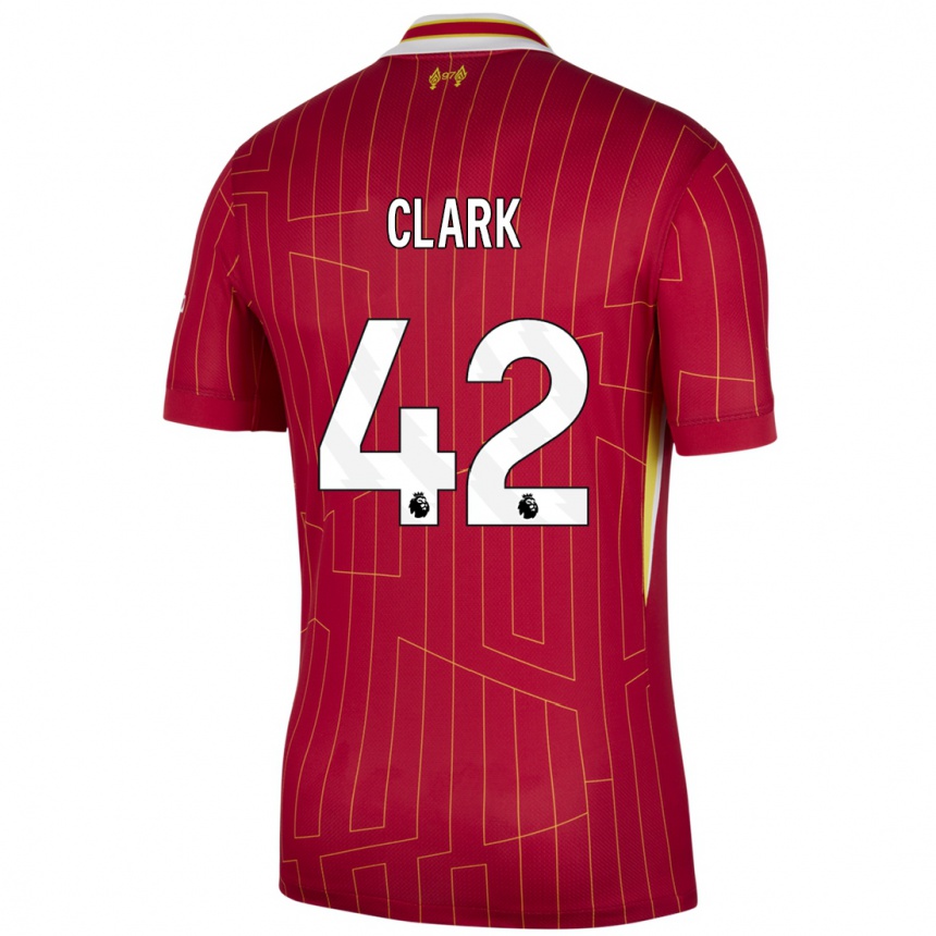 Niño Fútbol Camiseta Bobby Clark #42 Rojo Amarillo Blanco 1ª Equipación 2024/25 México