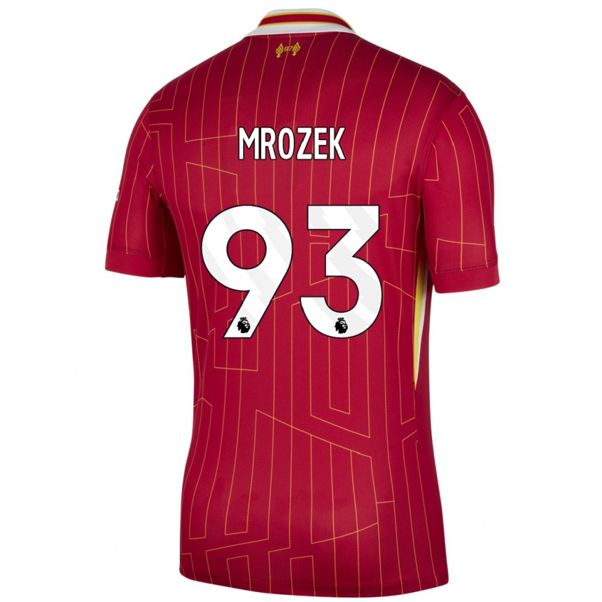 Niño Fútbol Camiseta Fabian Mrozek #93 Rojo Amarillo Blanco 1ª Equipación 2024/25 México