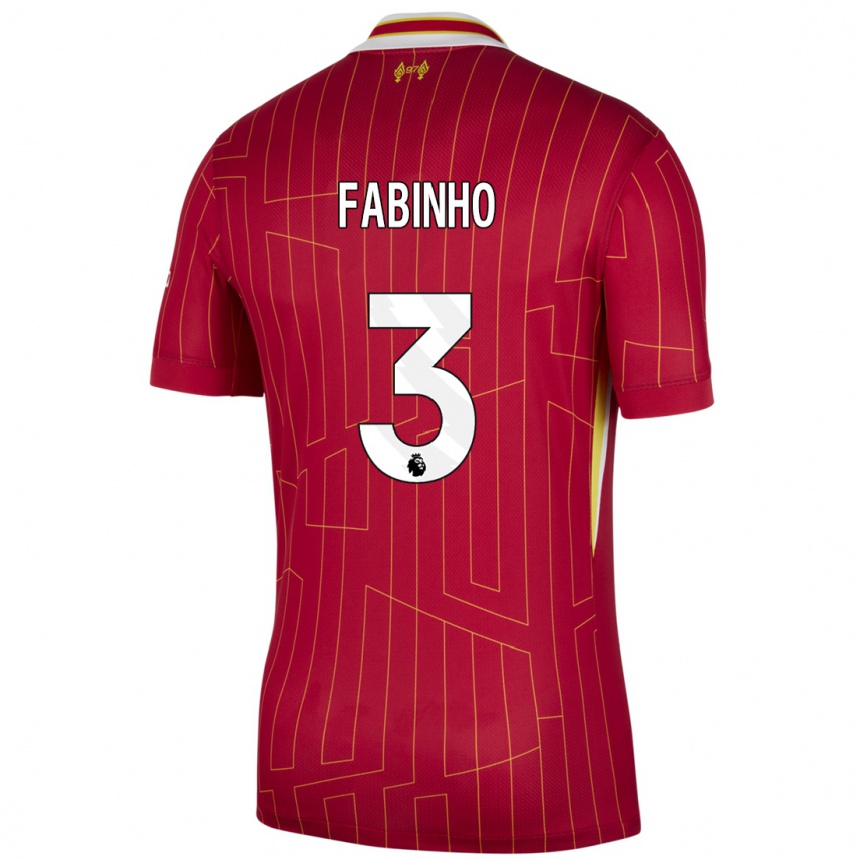 Niño Fútbol Camiseta Fabinho #3 Rojo Amarillo Blanco 1ª Equipación 2024/25 México