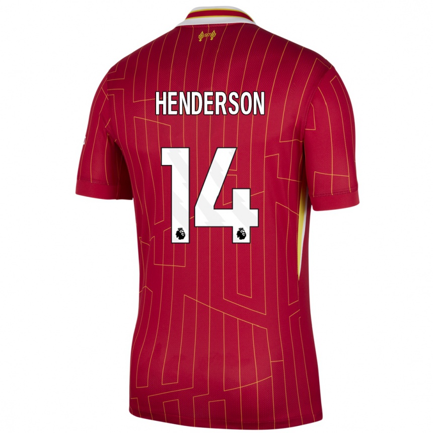 Niño Fútbol Camiseta Henderson #14 Rojo Amarillo Blanco 1ª Equipación 2024/25 México