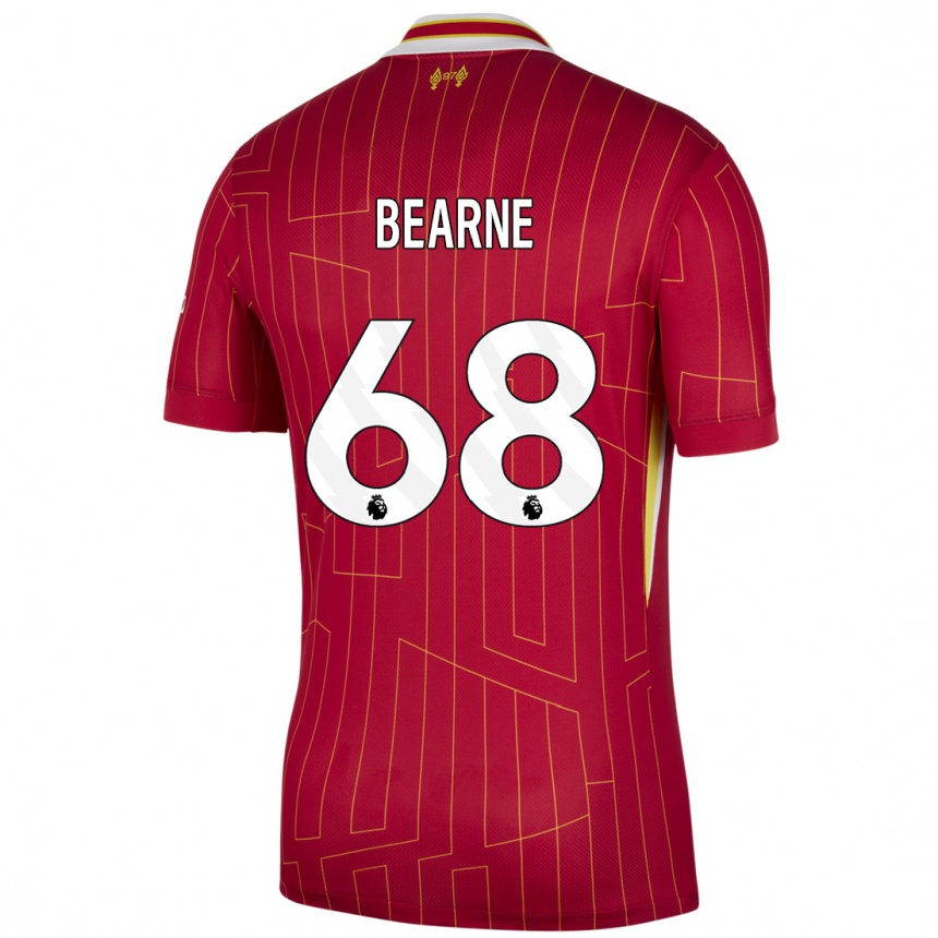 Niño Fútbol Camiseta Jack Bearne #68 Rojo Amarillo Blanco 1ª Equipación 2024/25 México