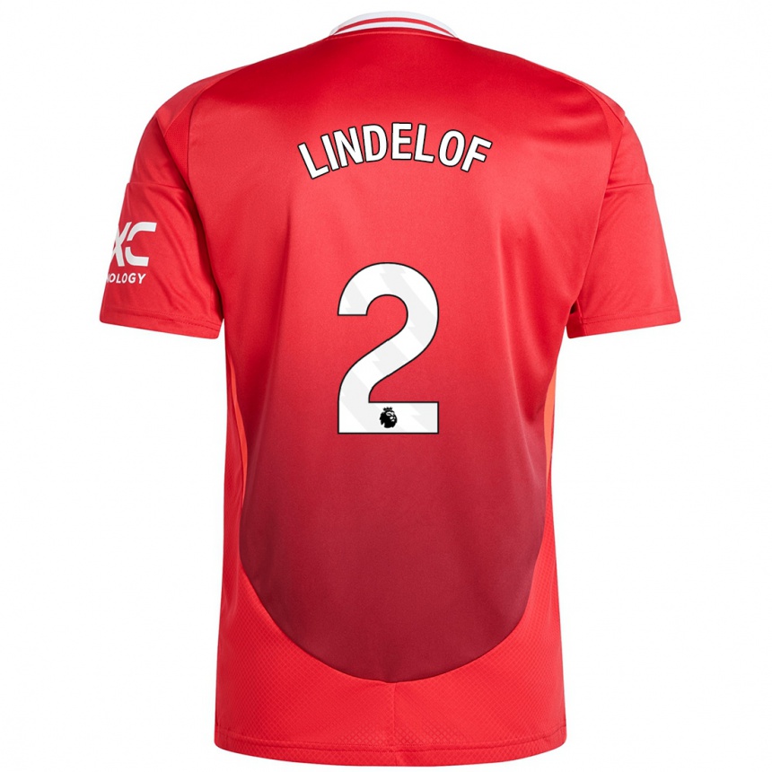 Niño Fútbol Camiseta Victor Lindelof #2 Rojo Brillante 1ª Equipación 2024/25 México