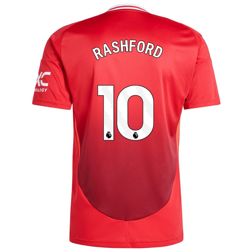 Niño Fútbol Camiseta Marcus Rashford #10 Rojo Brillante 1ª Equipación 2024/25 México