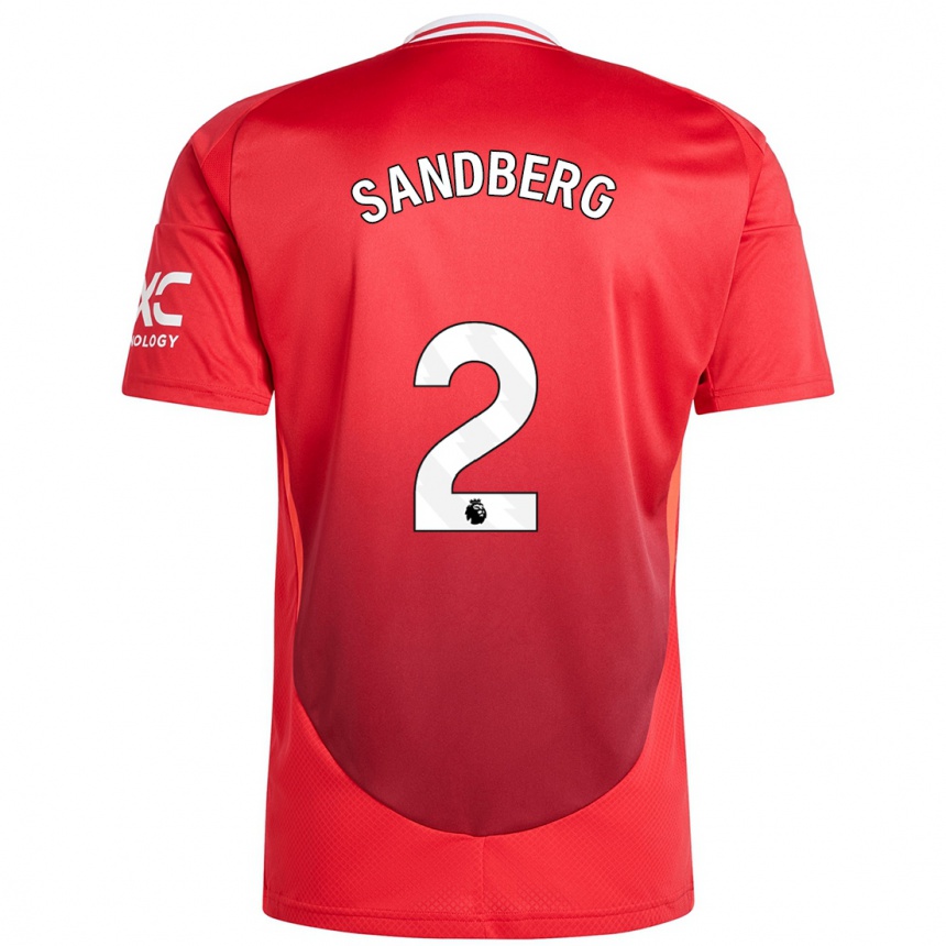 Niño Fútbol Camiseta Anna Sandberg #2 Rojo Brillante 1ª Equipación 2024/25 México