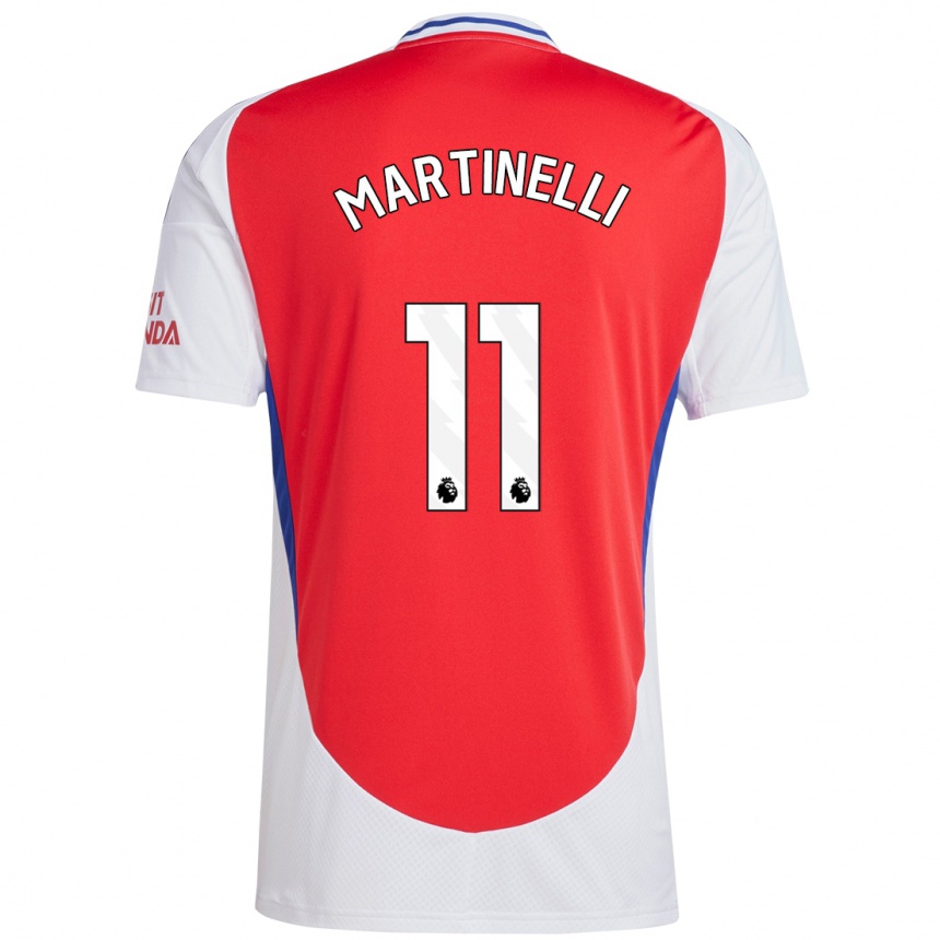 Niño Fútbol Camiseta Gabriel Martinelli #11 Rojo Blanco 1ª Equipación 2024/25 México