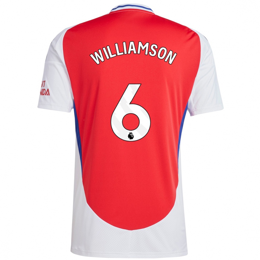 Niño Fútbol Camiseta Leah Williamson #6 Rojo Blanco 1ª Equipación 2024/25 México