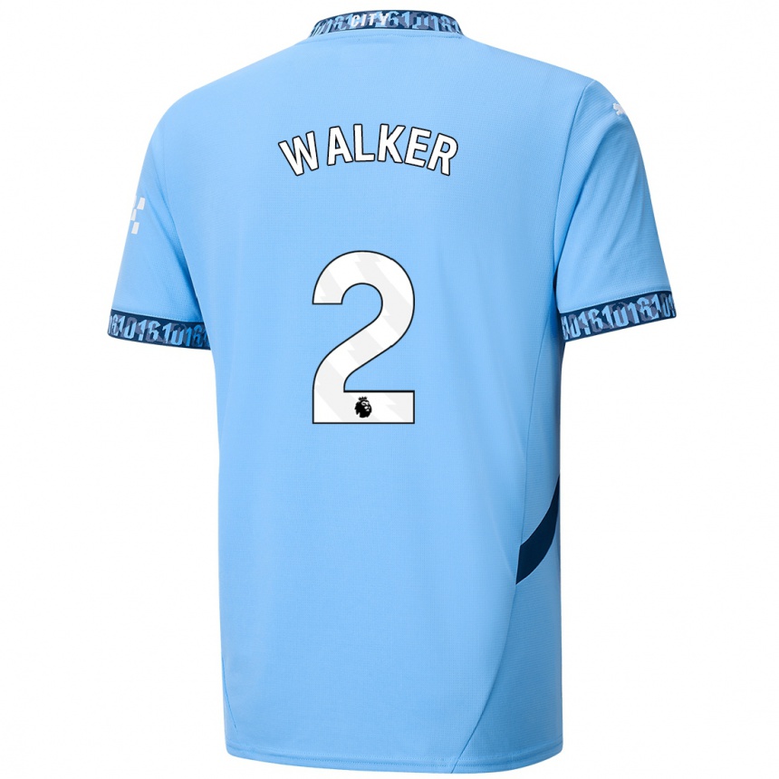 Niño Fútbol Camiseta Kyle Walker #2 Azul Marino 1ª Equipación 2024/25 México