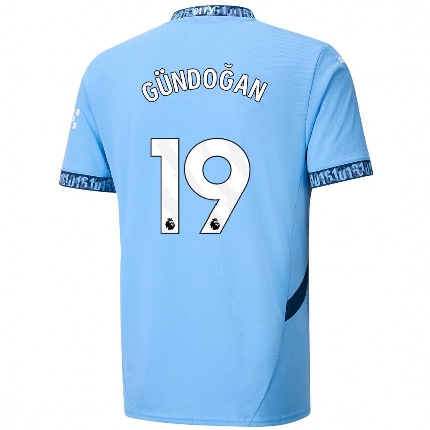 Niño Fútbol Camiseta Ilkay Gundogan #19 Azul Marino 1ª Equipación 2024/25 México