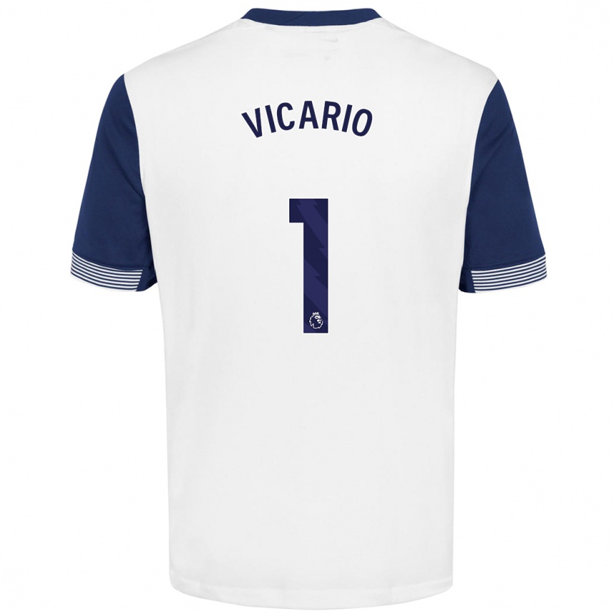 Niño Fútbol Camiseta Guglielmo Vicario #1 Blanco Azul 1ª Equipación 2024/25 México