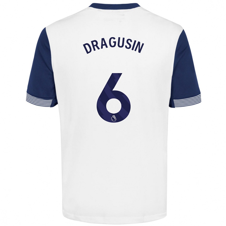 Niño Fútbol Camiseta Radu Drăgușin #6 Blanco Azul 1ª Equipación 2024/25 México