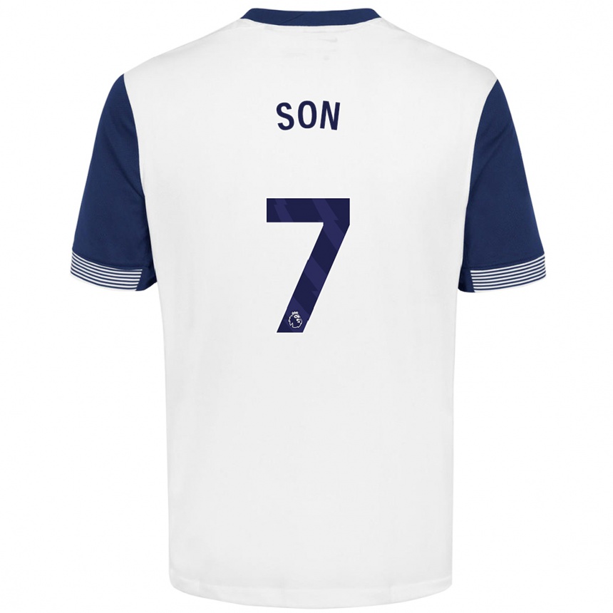 Niño Fútbol Camiseta Heung-Min Son #7 Blanco Azul 1ª Equipación 2024/25 México