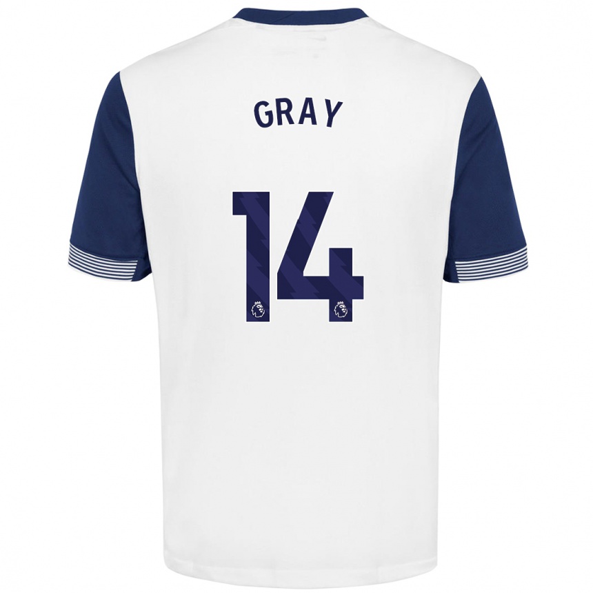 Niño Fútbol Camiseta Archie Gray #14 Blanco Azul 1ª Equipación 2024/25 México