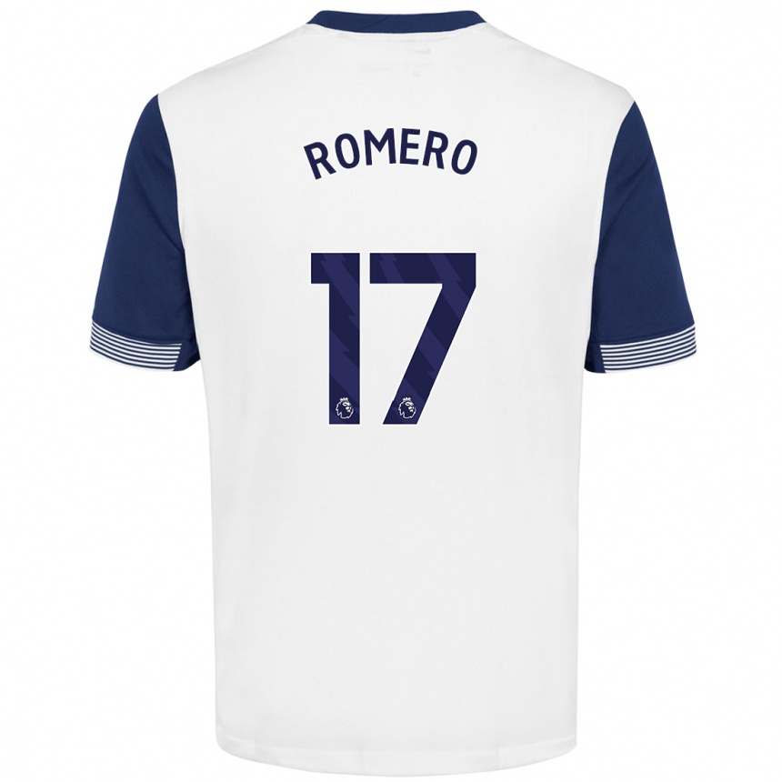 Niño Fútbol Camiseta Cristian Romero #17 Blanco Azul 1ª Equipación 2024/25 México