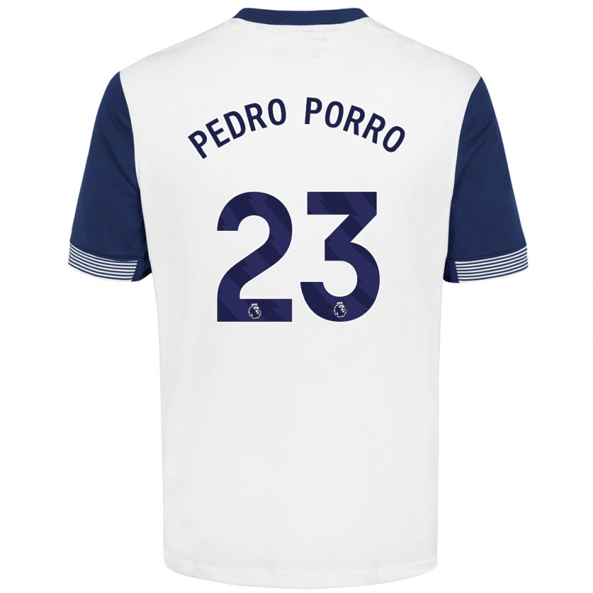 Niño Fútbol Camiseta Pedro Porro #23 Blanco Azul 1ª Equipación 2024/25 México