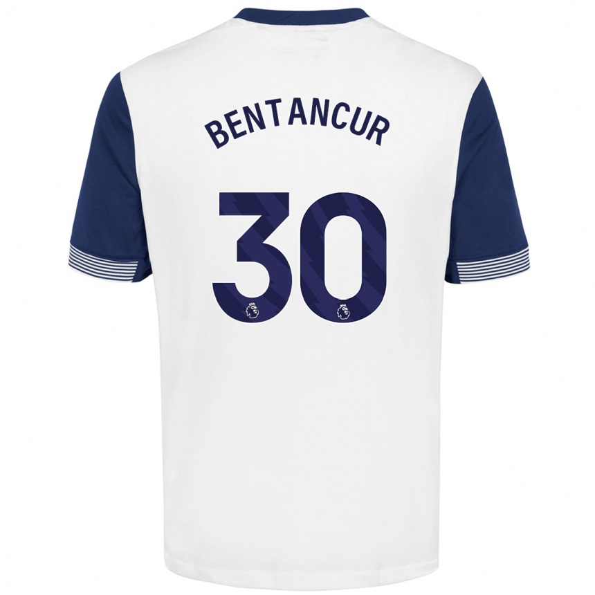 Niño Fútbol Camiseta Rodrigo Bentancur #30 Blanco Azul 1ª Equipación 2024/25 México