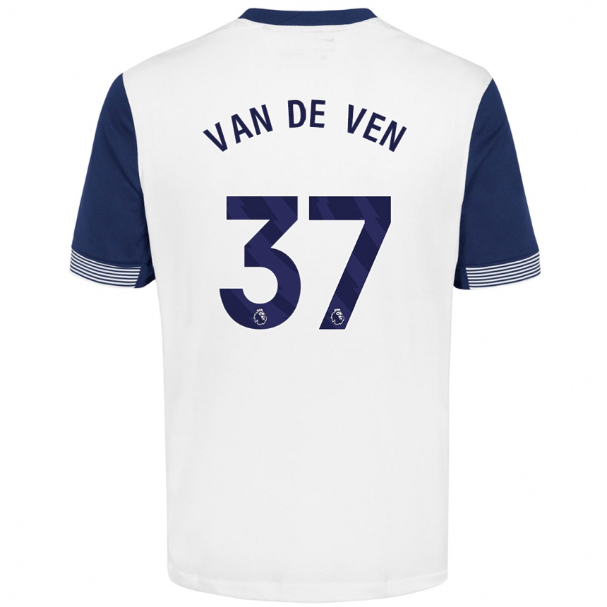 Niño Fútbol Camiseta Micky Van De Ven #37 Blanco Azul 1ª Equipación 2024/25 México