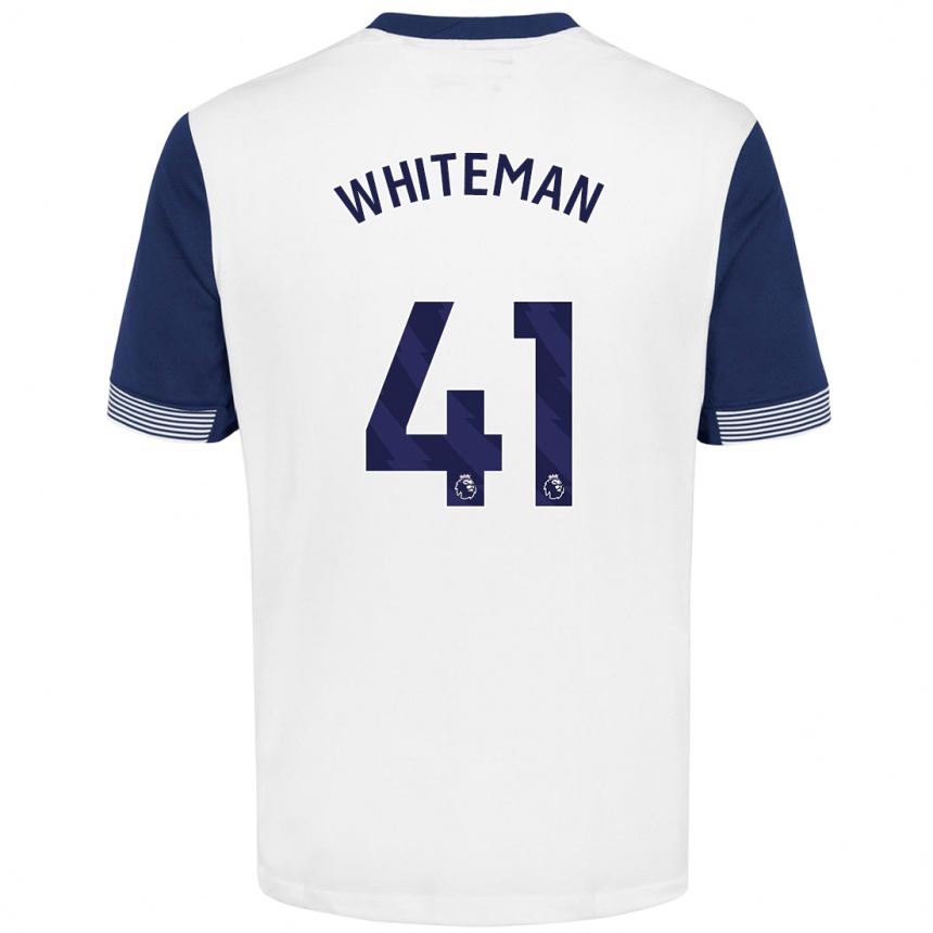 Niño Fútbol Camiseta Alfie Whiteman #41 Blanco Azul 1ª Equipación 2024/25 México