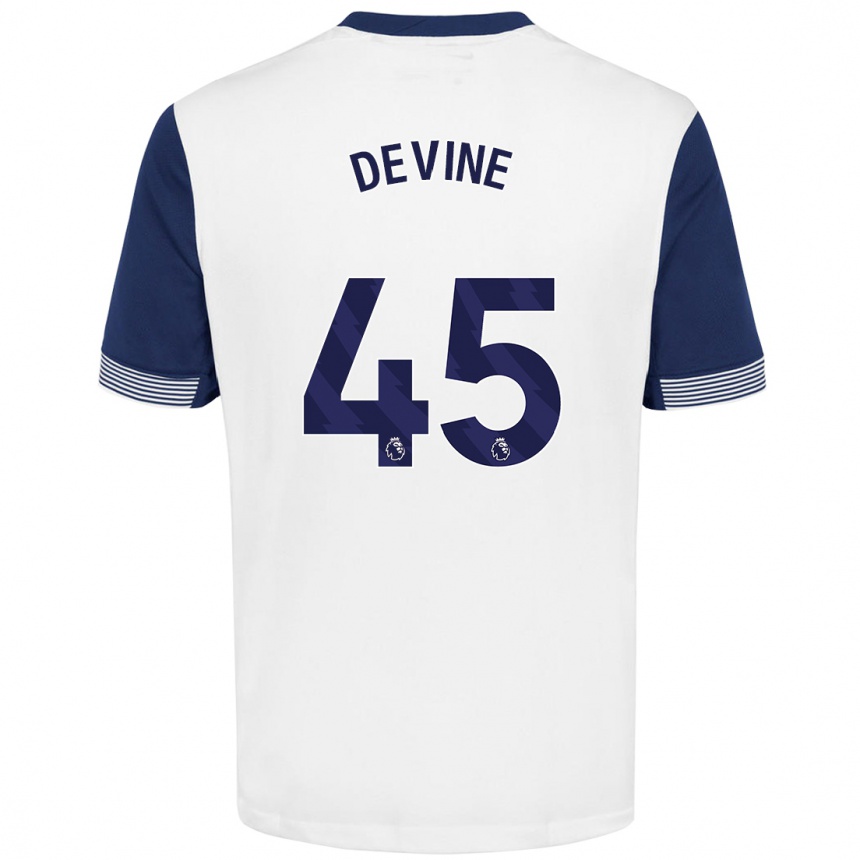 Niño Fútbol Camiseta Alfie Devine #45 Blanco Azul 1ª Equipación 2024/25 México