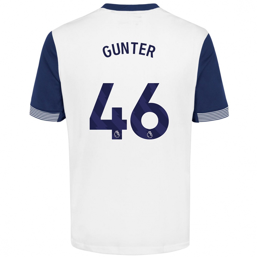 Niño Fútbol Camiseta Luca Gunter #46 Blanco Azul 1ª Equipación 2024/25 México