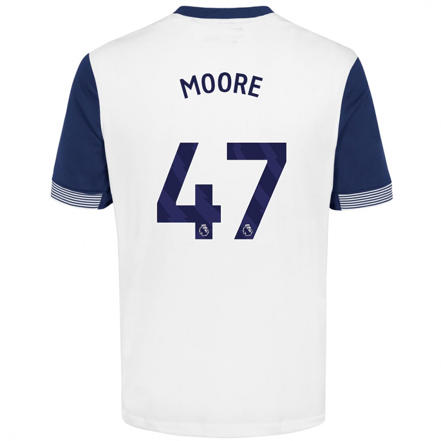 Niño Fútbol Camiseta Mikey Moore #47 Blanco Azul 1ª Equipación 2024/25 México