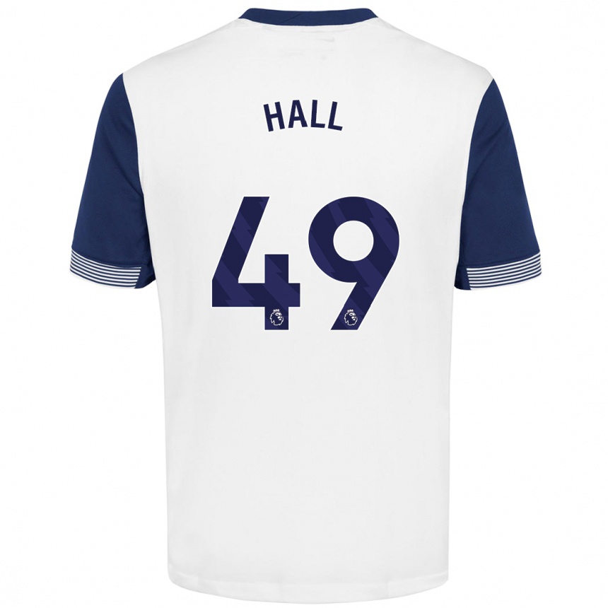 Niño Fútbol Camiseta Tyrese Hall #49 Blanco Azul 1ª Equipación 2024/25 México