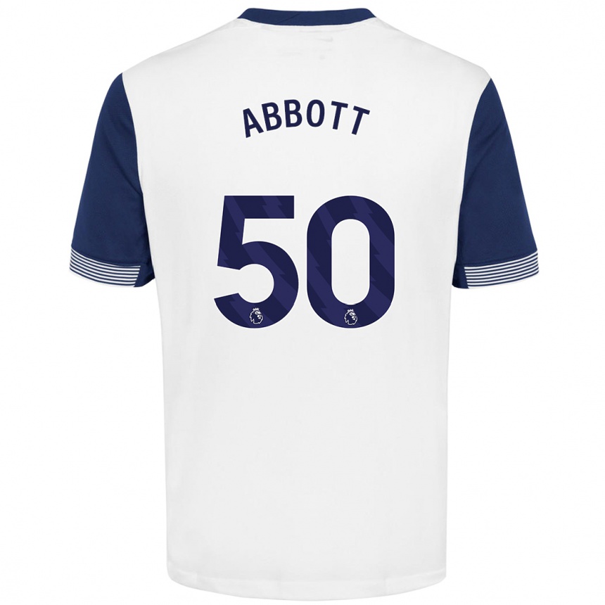 Niño Fútbol Camiseta George Abbott #50 Blanco Azul 1ª Equipación 2024/25 México