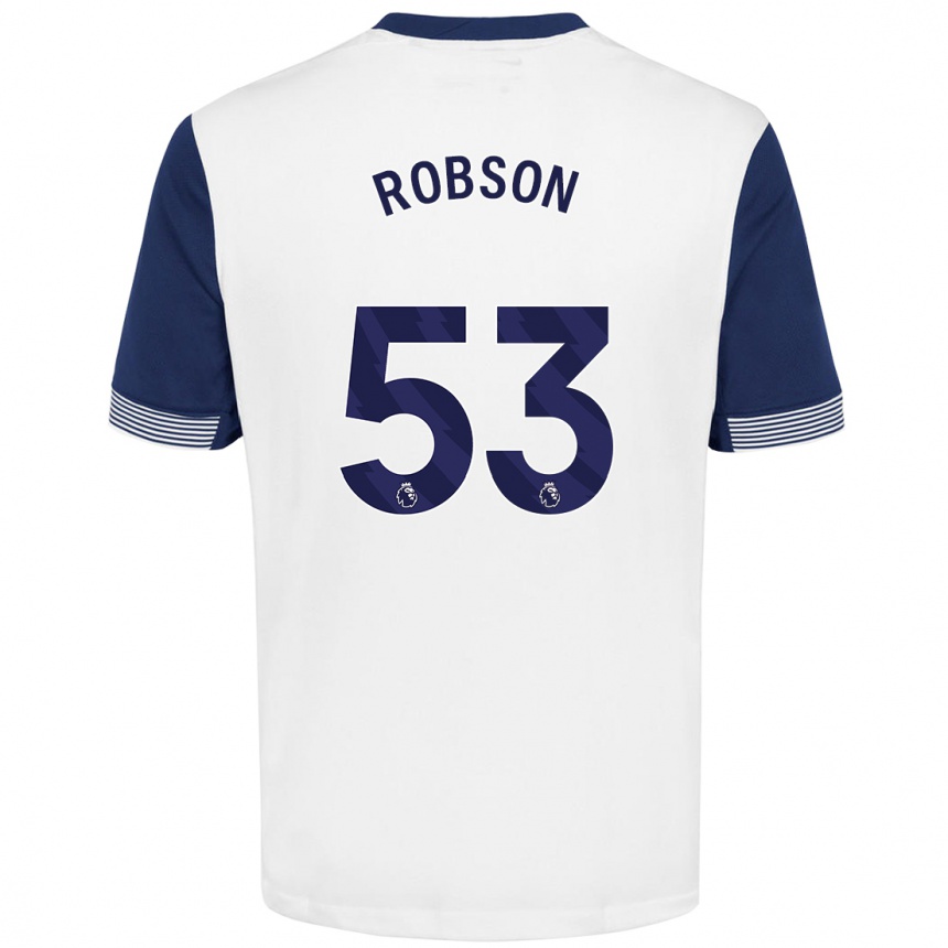 Niño Fútbol Camiseta Max Robson #53 Blanco Azul 1ª Equipación 2024/25 México