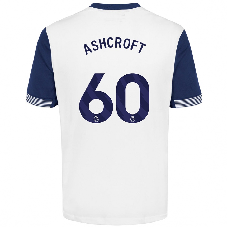 Niño Fútbol Camiseta Tyrell Ashcroft #60 Blanco Azul 1ª Equipación 2024/25 México