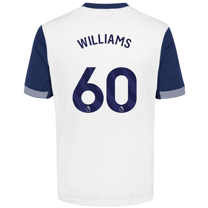 Niño Fútbol Camiseta Jaden Williams #60 Blanco Azul 1ª Equipación 2024/25 México