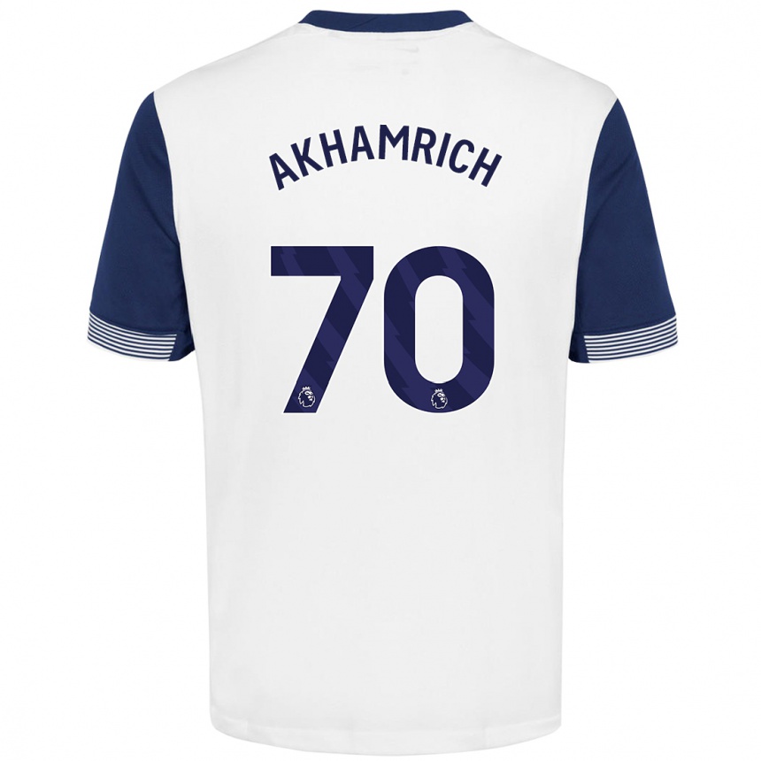 Niño Fútbol Camiseta Yusuf Akhamrich #70 Blanco Azul 1ª Equipación 2024/25 México