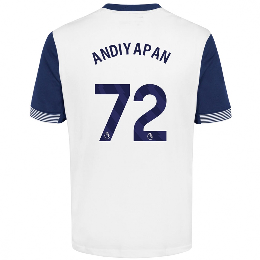 Niño Fútbol Camiseta William Andiyapan #72 Blanco Azul 1ª Equipación 2024/25 México