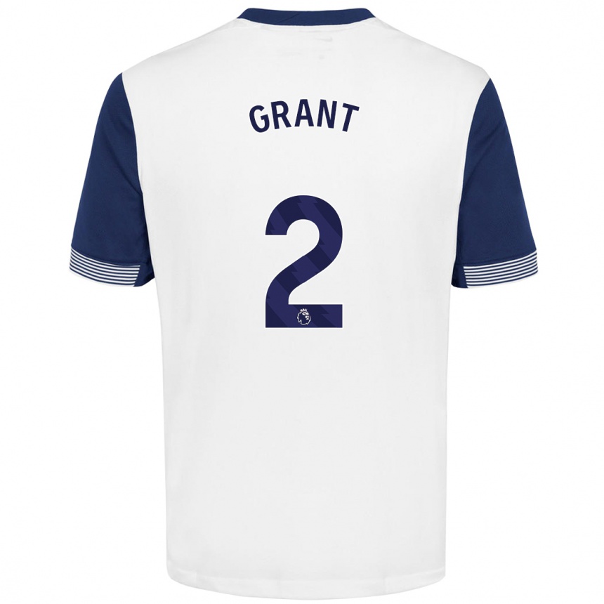 Niño Fútbol Camiseta Charlotte Grant #2 Blanco Azul 1ª Equipación 2024/25 México