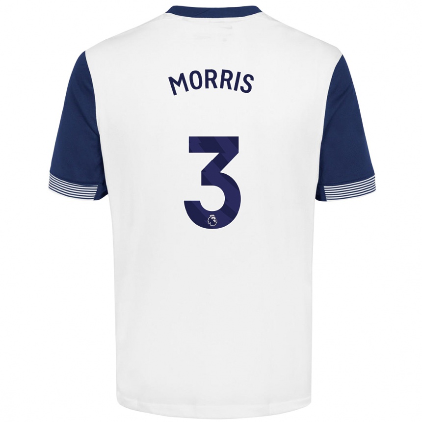 Niño Fútbol Camiseta Ella Morris #3 Blanco Azul 1ª Equipación 2024/25 México