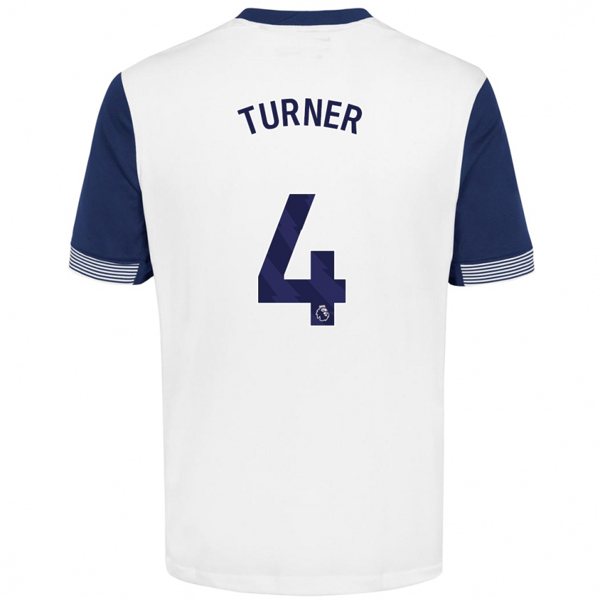 Niño Fútbol Camiseta Amy Turner #4 Blanco Azul 1ª Equipación 2024/25 México