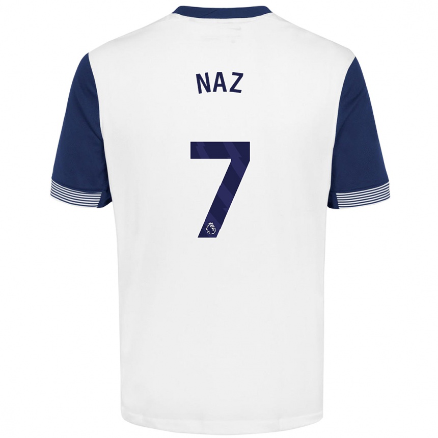 Niño Fútbol Camiseta Jessica Naz #7 Blanco Azul 1ª Equipación 2024/25 México