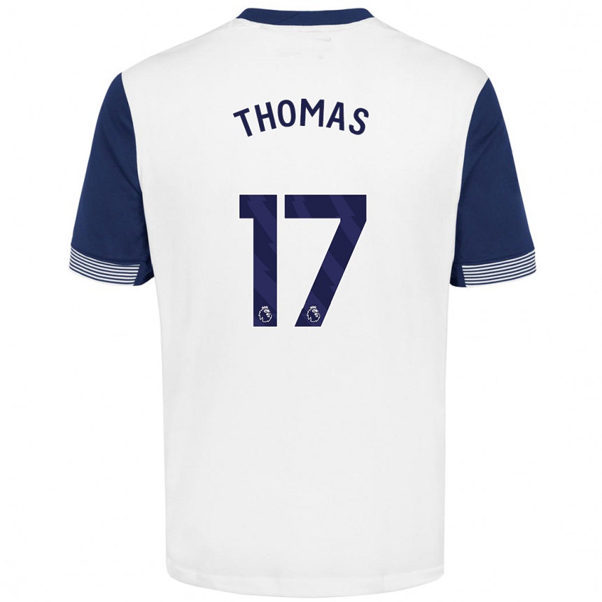 Niño Fútbol Camiseta Martha Thomas #17 Blanco Azul 1ª Equipación 2024/25 México