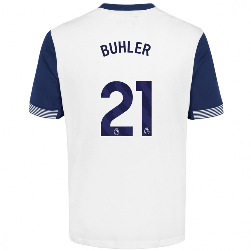 Niño Fútbol Camiseta Luana Bühler #21 Blanco Azul 1ª Equipación 2024/25 México