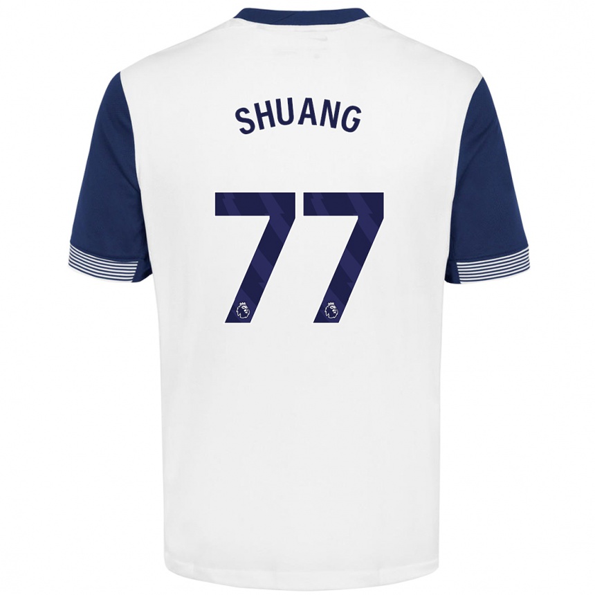 Niño Fútbol Camiseta Wang Shuang #77 Blanco Azul 1ª Equipación 2024/25 México