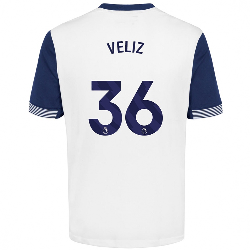 Niño Fútbol Camiseta Alejo Véliz #36 Blanco Azul 1ª Equipación 2024/25 México