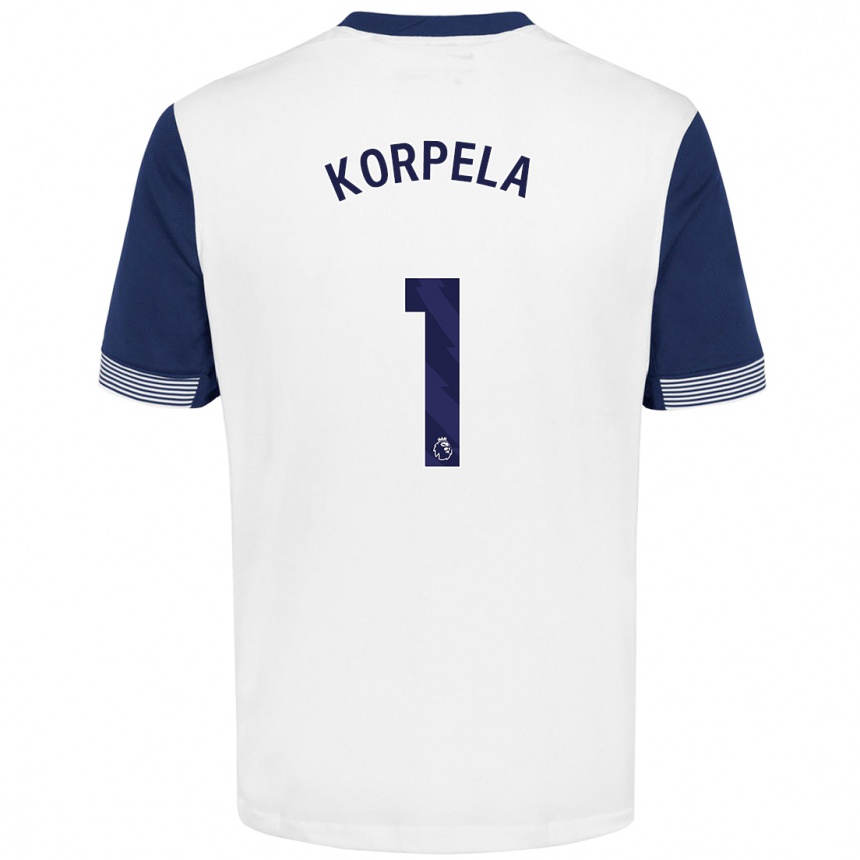 Niño Fútbol Camiseta Tinja-Riikka Korpela #1 Blanco Azul 1ª Equipación 2024/25 México